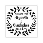 Rustic Laurel Wreath Simple Country Wedding Script Permastempel (Design)