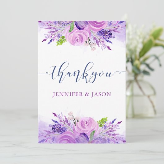 Rustic Lavendel Lila Dankeschön Karte (Stehend Vorderseite)