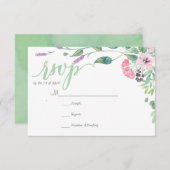 RUSTIC Lavender Aquarell Blätter RSVP Card (Vorne/Hinten)