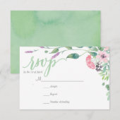 RUSTIC Lavender Aquarell Blätter RSVP Card Karte (Vorne/Hinten)