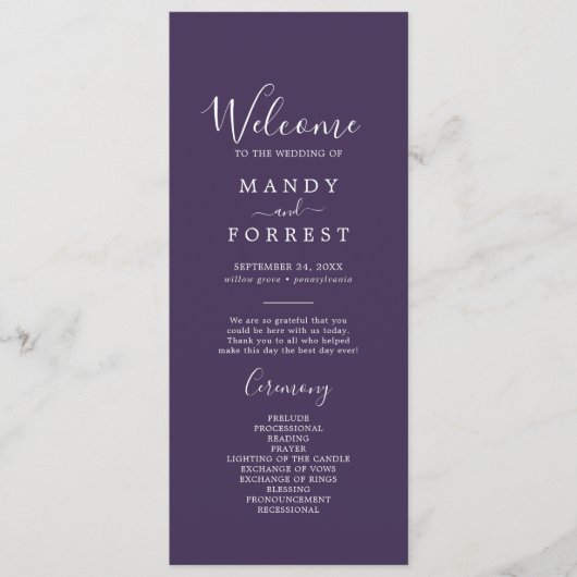 Rustic Lavender Coordinate Plum Wedding Program Programm (Vorderseite)