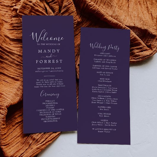Rustic Lavender Coordinate Plum Wedding Program Programm