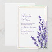 Rustic Lavender Double Line Frame Border Wedding Einladung (Vorne/Hinten)
