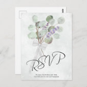 Rustic Lavender Eucalyptus Bouquet Wedding RSVP Postkarte (Vorne/Hinten)