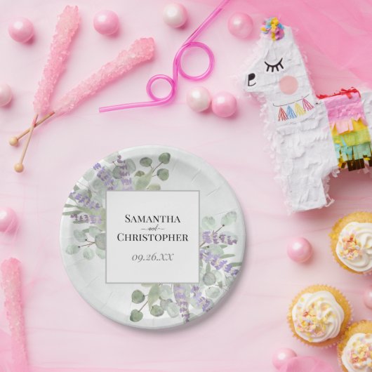 Rustic Lavender & Eucalyptus Elegant Boho Wedding Pappteller (Party)