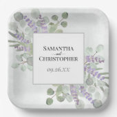 Rustic Lavender & Eucalyptus Elegant Boho Wedding Pappteller (Vorderseite)