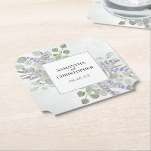 Rustic Lavender & Eucalyptus Elegante Wedding Untersetzer