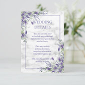 Rustic Lavender Eucalyptus Greener Wedding Details Begleitkarte (Stehend Vorderseite)