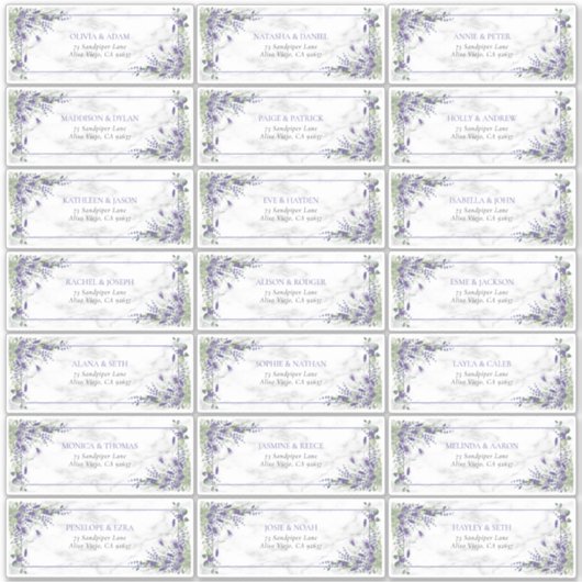 Rustic Lavender Eucalyptus Greenerity Guest Addres Aufkleber (Vorderseite)