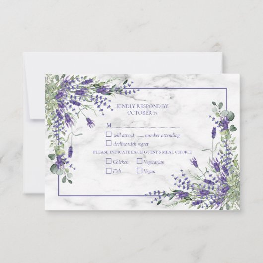 Rustic Lavender Eucalyptus Greenerity Wedding RSVP (Rückseite)