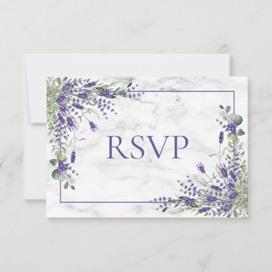 Rustic Lavender Eucalyptus Greenerity Wedding RSVP Karte (Vorderseite)
