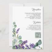 Rustic Lavender Eucalyptus QR Code Wedding Einladung (Rückseite)