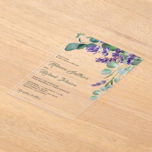 Rustic Lavender Eucalyptus Wedding Acryleinladungen (Ablage )