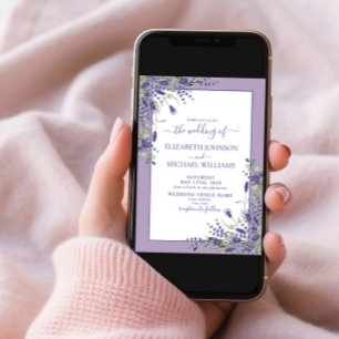 Rustic Lavender Eucalyptus Wood Script Wedding Einladung