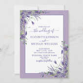 Rustic Lavender Eucalyptus Wood Script Wedding Einladung (Vorderseite)