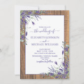 Rustic Lavender Eucalyptus Wood Script Wedding Einladung (Vorderseite)