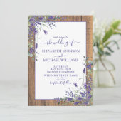 Rustic Lavender Eucalyptus Wood Script Wedding Einladung (Stehend Vorderseite)