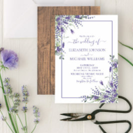 Rustic Lavender Eucalyptus Wood Script Wedding Inv Einladung