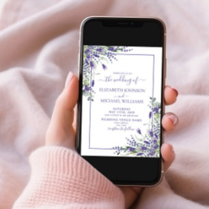 Rustic Lavender Eucalyptus Wood Script Wedding Inv Einladung