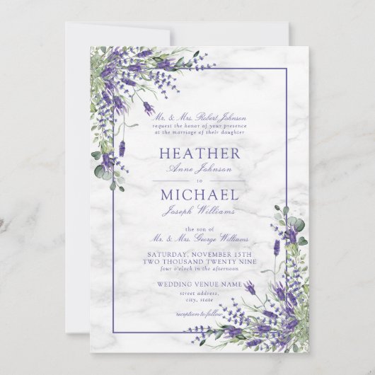 Rustic Lavender Eukalyptus Greenerity Wedding Einladung (Vorderseite)