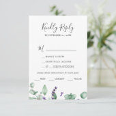 Rustic Lavender & Eukalyptus Menü Auswahl RSVP Kar Karte (Stehend Vorderseite)