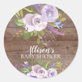 Rustic Lavender Floral Baby Dusche Umschlag Aufkle Runder Aufkleber