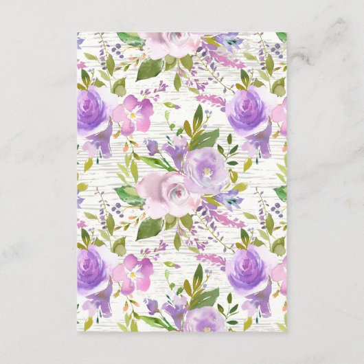 Rustic Lavender Floral Baby Shooting Book for Baby Begleitkarte (Rückseite)