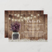 Rustic Lavender Floral Mason Jar Wedding Details Einladung (Vorne/Hinten)
