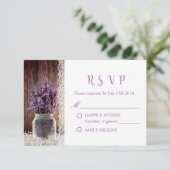 Rustic Lavender Floral Mason Jar Wedding RSVP (Stehend Vorderseite)