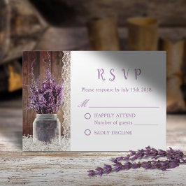 Rustic Lavender Floral Mason Jar Wedding RSVP Karte