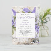 Rustic Lavender Flowers Tin Bucket Bridal Shower | Einladung (Stehend Vorderseite)