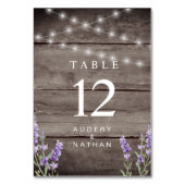 Rustic Lavender Lights Wedding Tischnummer (Vorderseite)