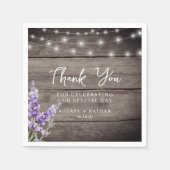 Rustic Lavender Lights Wedding Vielen Dank Serviette (Vorderseite)