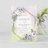 Rustic Lavender Lila Boho Chic Geometric Wedding Einladung (Stehend Vorderseite)
