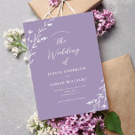 Rustic Lavender Lila Wildblume Boho Wedding Einladung<br><div class="desc">Diese reizende rustikale Hochzeitseinladung besticht durch einen lila Lavendel mit handgezeichnet Wildblumen und eleganter Typografie. Es ist das perfekte Design für eine rustikale,  aber elegante Hochzeit! Informationen zur Koordination von Elementen finden Sie in der Auflistung.</div>