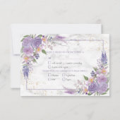 Rustic Lavender Lilac Gold Floral Wedding RSVP (Rückseite)