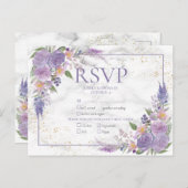 Rustic Lavender Lilac Gold Floral Wedding RSVP Einladungspostkarte (Vorne/Hinten)