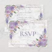 Rustic Lavender Lilac Gold Floral Wedding RSVP Karte (Vorne/Hinten)
