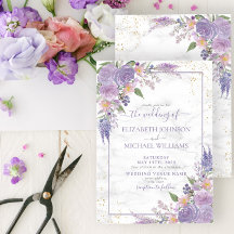 Rustic Lavender Lilac Marble Gold Floral Wedding