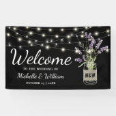 Rustic Lavender Mason Jar Lights Wedding Banner (Horizontal)