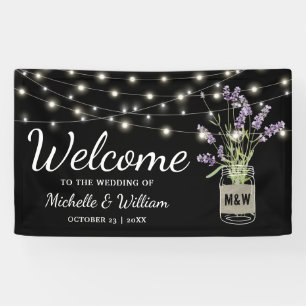 Rustic Lavender Mason Jar Lights Wedding Banner