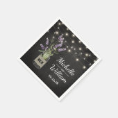 Rustic Lavender Mason Jar Lights Wedding Serviette (Ecke)