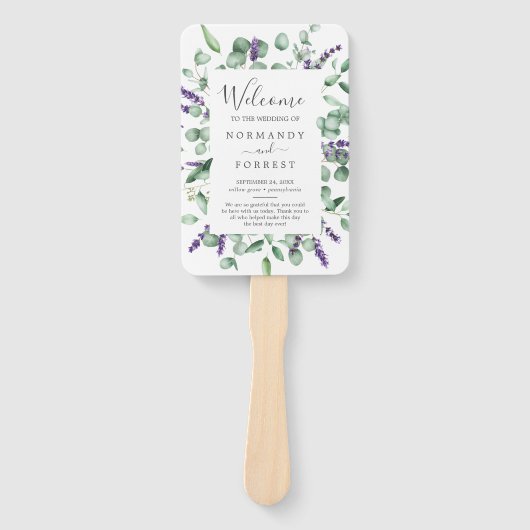 Rustic Lavender und Eukalyptus Wedding Program Fan Fächer (Vorderseite)