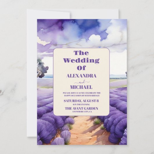 Rustic Lavender Wedding Einladung (Vorderseite)