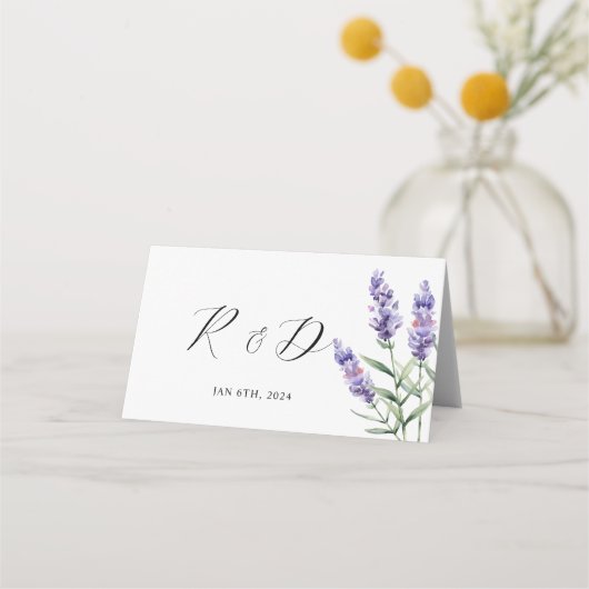 Rustic Lavender Wedding Platzkarte (Rückseite)