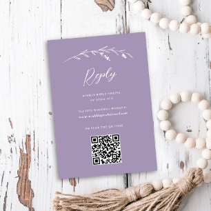 Rustic Lavender Wildblume Online QR Code Wedding RSVP Karte