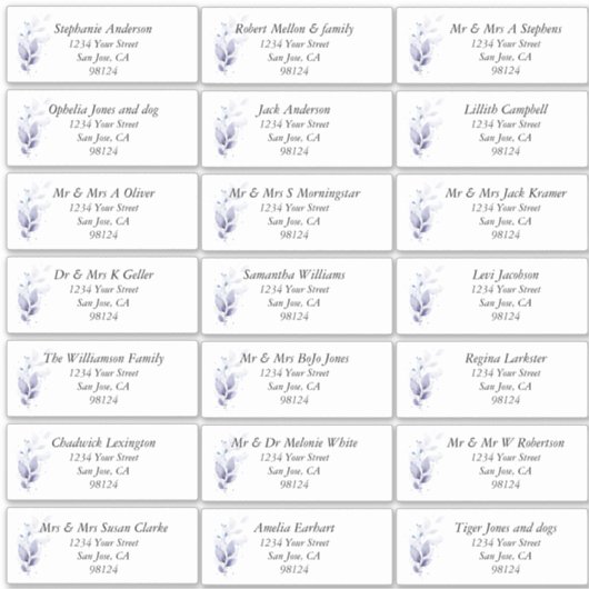 Rustic Leafy Guest Name Address Labels (Vorderseite)