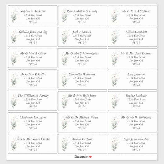Rustic Leafy Guest Name Address Labels (Blatt)