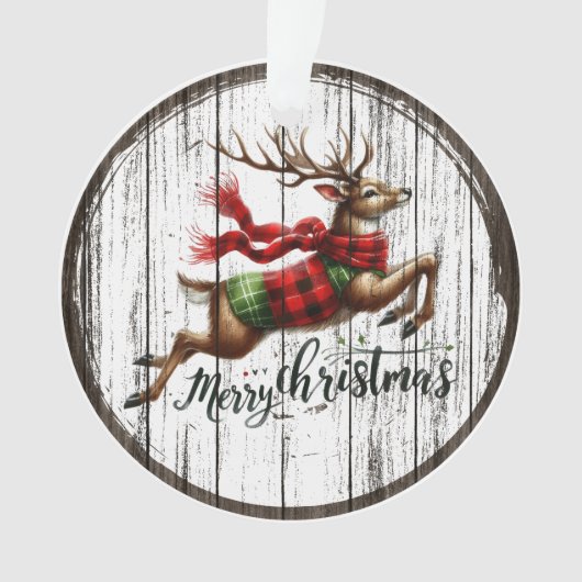 Rustic Leaping Reindeer  Ornament (Vorderseite)