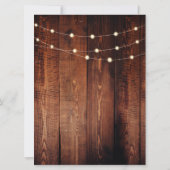 Rustic leaves string lights Thank you wedding card (Rückseite)